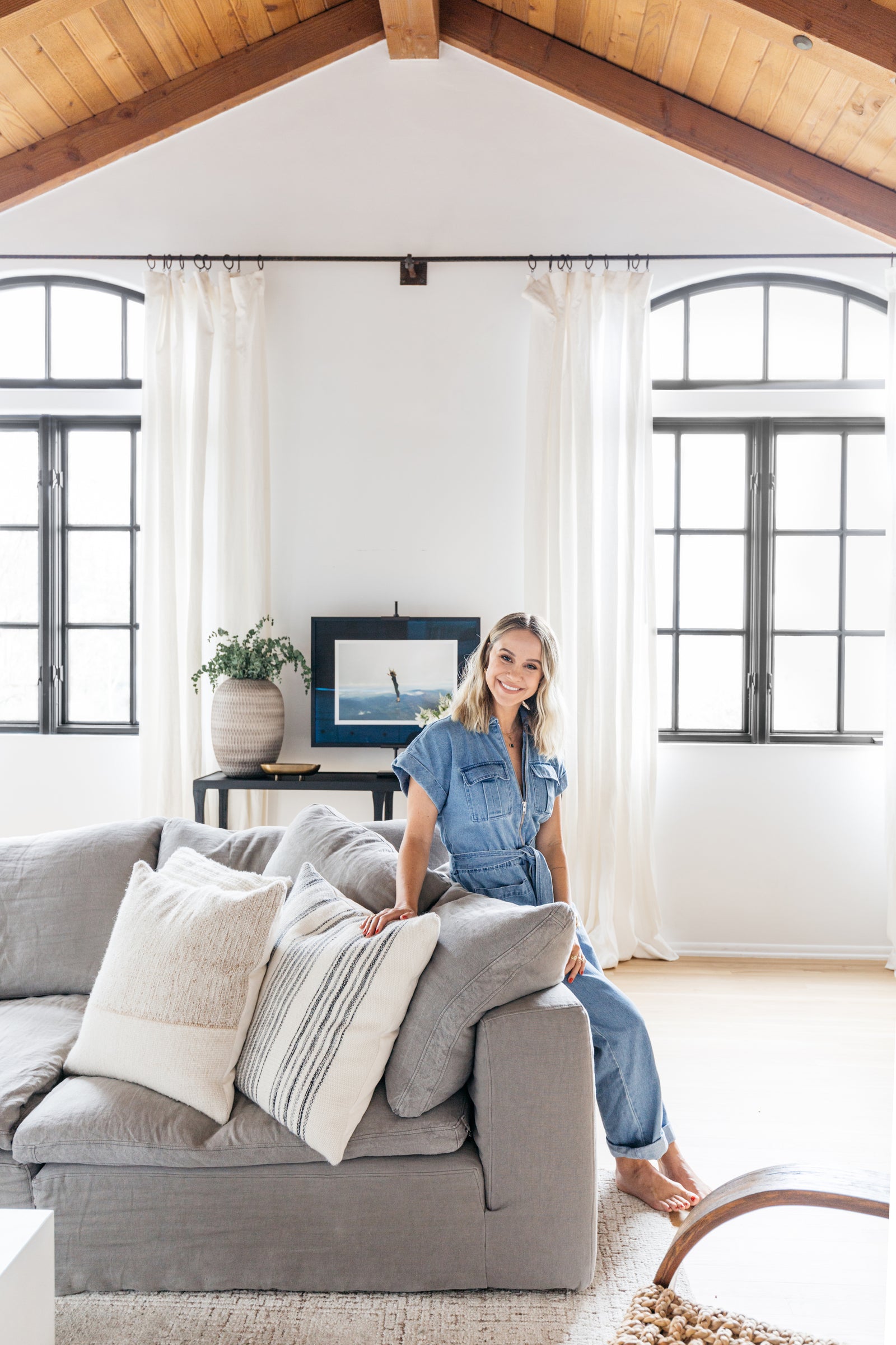 Belgian Flax Linen Draperies in Soft Top Optic White color : Barn & Willow