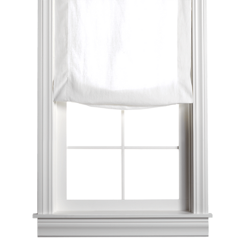 Belgian Flax Linen Roman Shade - Optic White