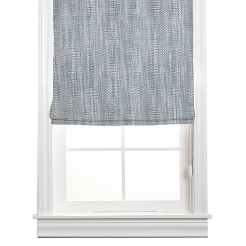 Linen-Cotton Roman Shade - Ice Blue