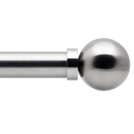 Customized Drapery Hardware Rod, Brushed Stainless (Ball-Finial)