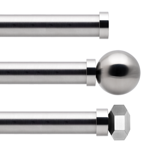 Tringle à rideaux personnalisée, en acier inoxydable brossé (-embout)