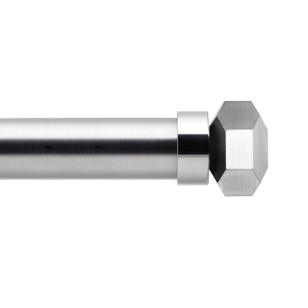 Customized Drapery Hardware Rod, Brushed Stainless (Faceted-Finial)