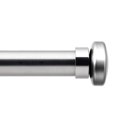 Customized Drapery Hardware Rod, Brushed Stainless (Squat-disc-Finial)