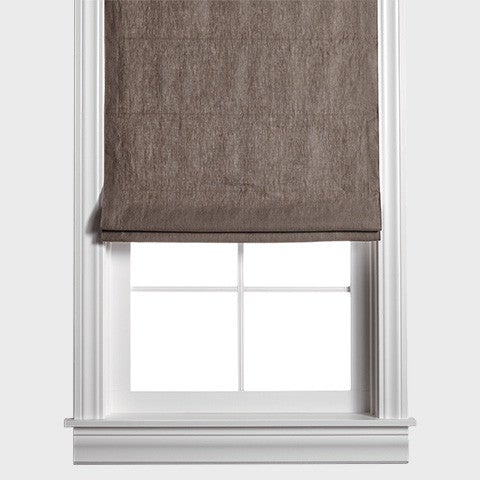Belgian Flax Linen Roman Shade - Chocolate