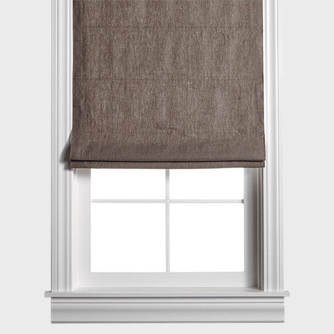Belgian Flax Linen Roman Shade - Chocolate