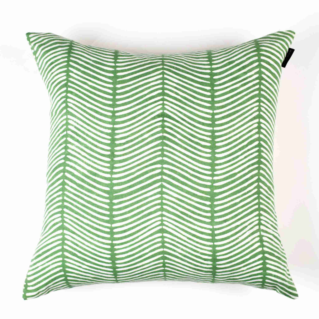 Curved Herringbone Pillow Cover - Leafy Green