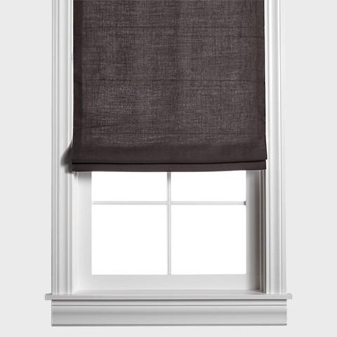 Belgian Linen Roman Shade - Dark Gray