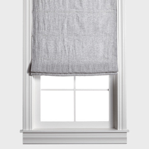Belgian Flax Linen Roman Shade - Mist Gray