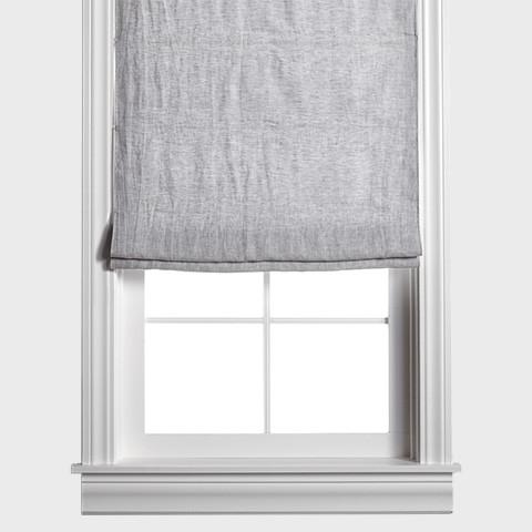 Belgian Flax Linen Roman Shade - Mist Gray