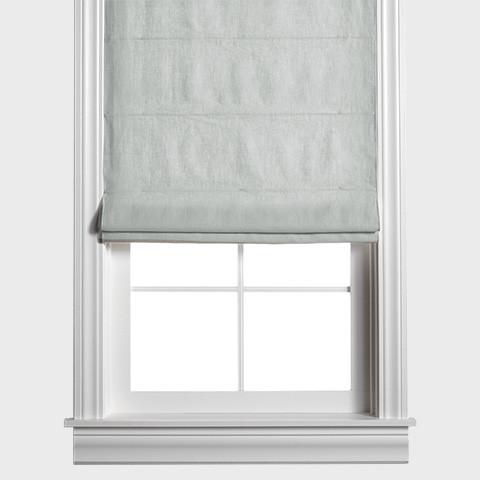 Washed Belgian Linen Roman Shade - Seafoam