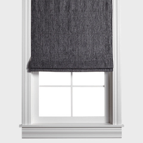 Belgian Flax Linen Roman Shade - Shale