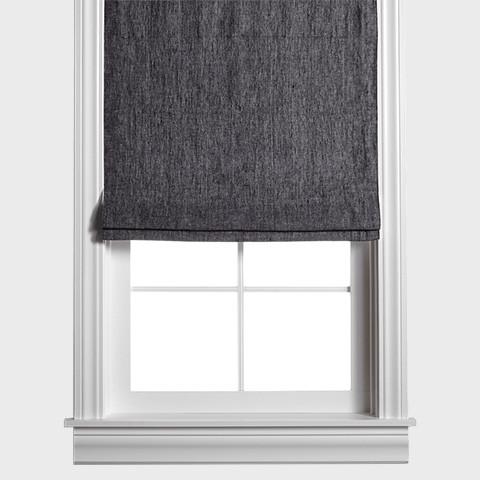 Belgian Flax Linen Roman Shade - Shale