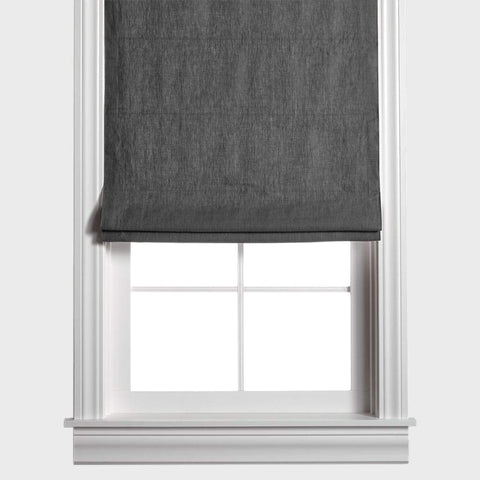 Belgian Flax Linen Roman Shade - Stone Gray